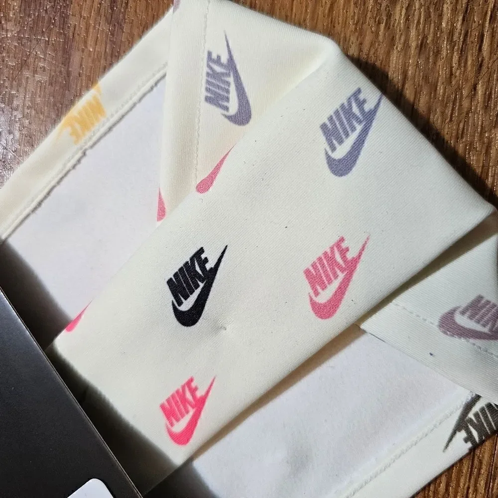 Nike Dri-Fit Wide Headband AOP Logos Off-White Black Pink Gold Unisex Elastic LE